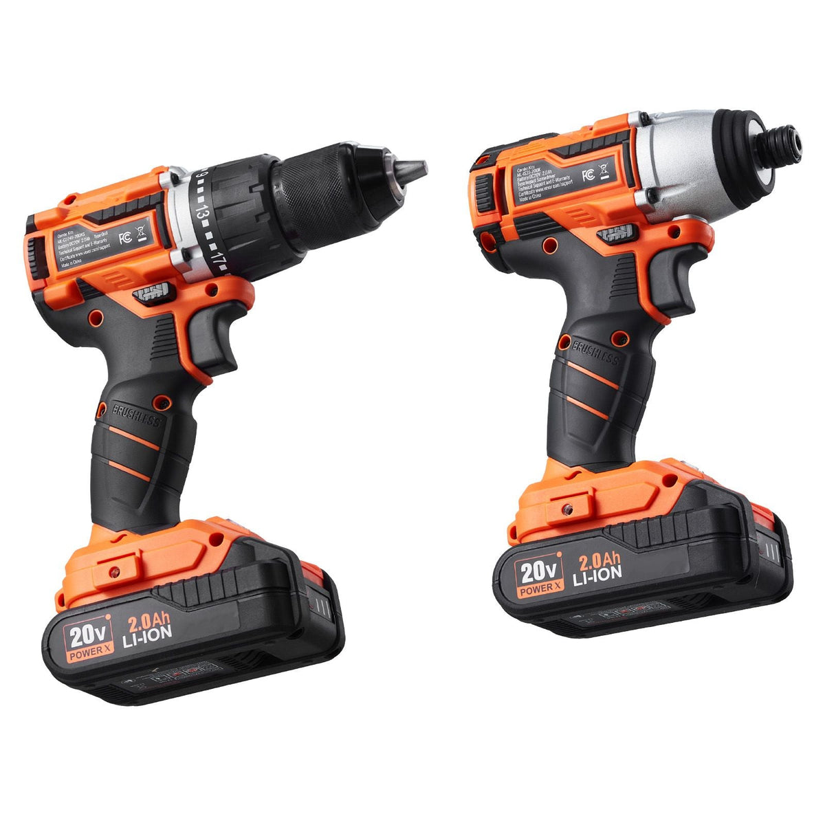 Tool Combo Kit, 20V Max Cordless 2-Tool Combo Kit, with 1/2 in Drill, 1/4 in Impact Driver, Compact Cordless Power Tool Combo Kit with 2.0 Ah Batteries, Screws, One Charger and One Cloth Bag