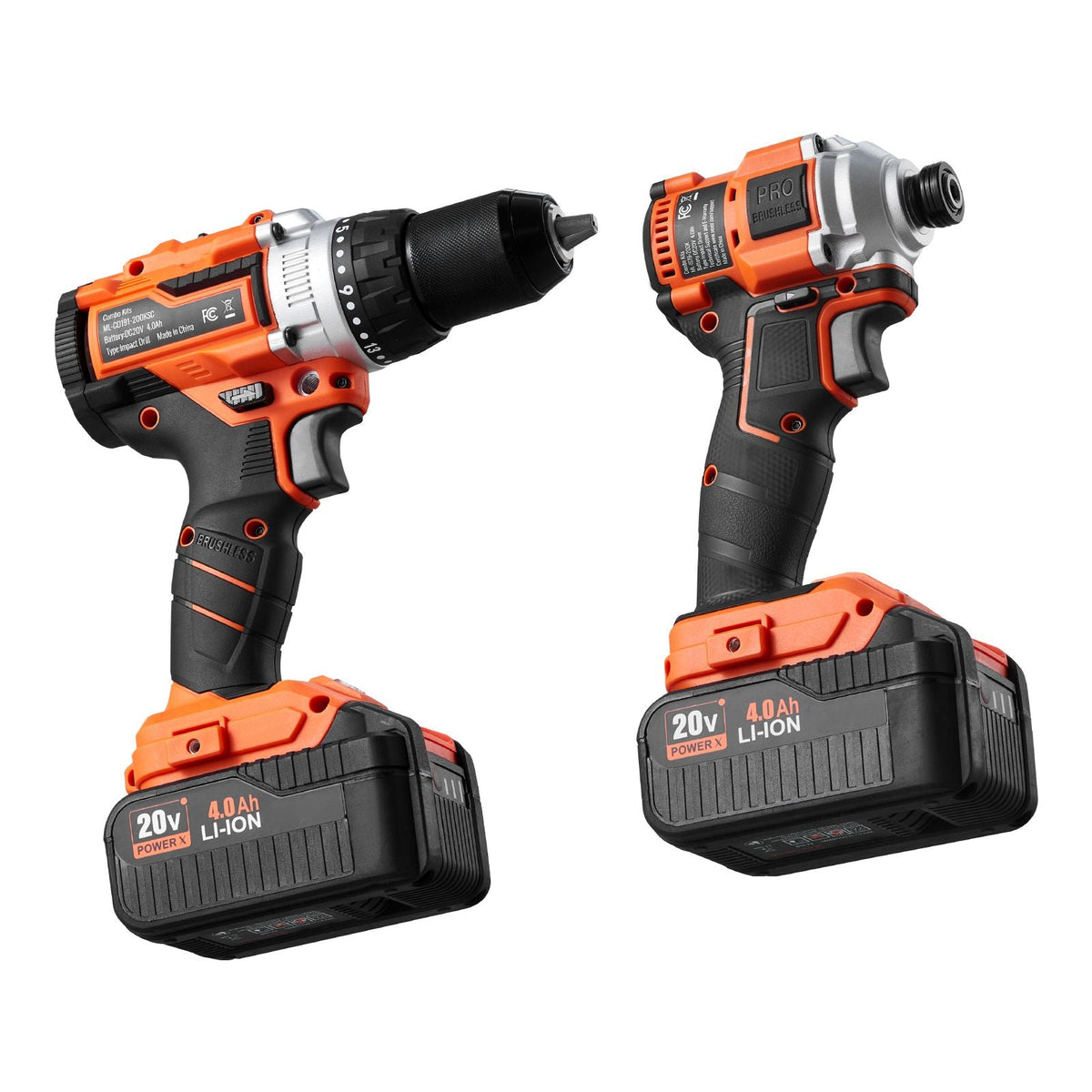 Tool Combo Kit, 20V Max Cordless 2-Tool Combo Kit, with 1/2 in Impact Drill, 1/4 in Impact Driver, Compact Cordless Power Tool Combo Kit with 4.0 Ah Batteries, Screws, Charger, and Cloth Bag