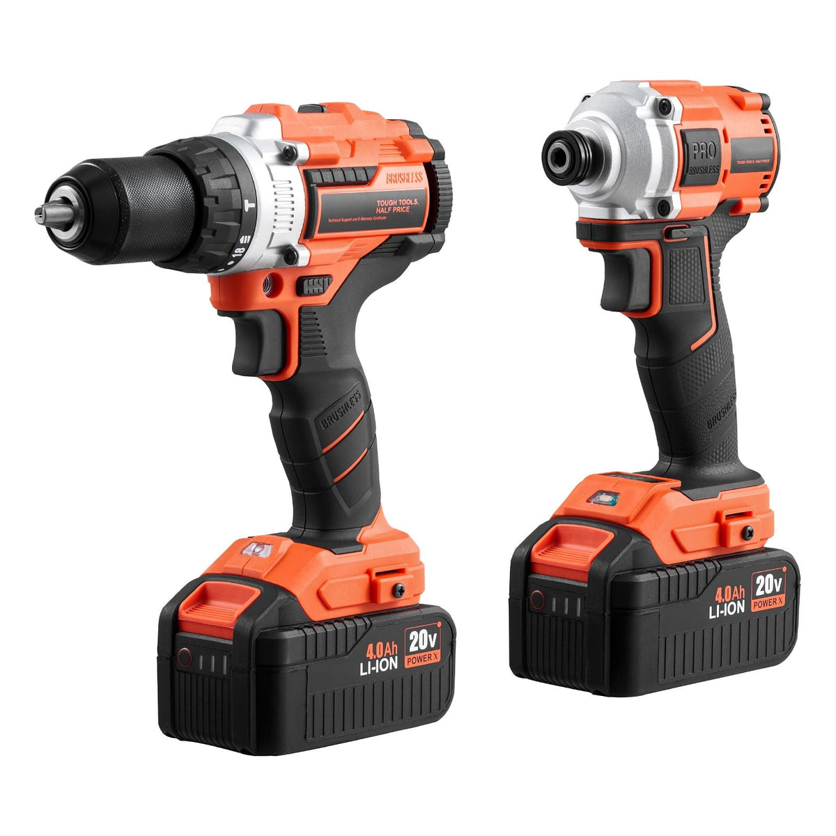 Tool Combo Kit, 20V Max Cordless 2-Tool Combo Kit, with 1/2 in Impact Drill, 1/4 in Impact Driver, Compact Cordless Power Tool Combo Kit with 4.0 Ah Batteries, Screws, Charger, and Cloth Bag