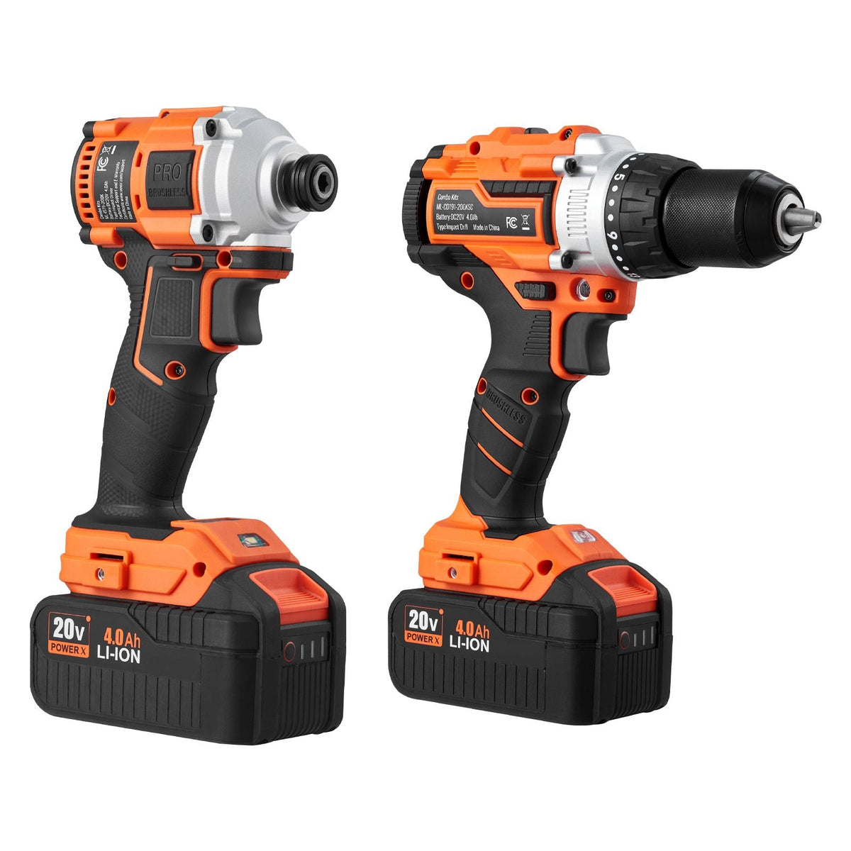 Tool Combo Kit, 20V Max Cordless 2-Tool Combo Kit, with 1/2 in Impact Drill, 1/4 in Impact Driver, Compact Cordless Power Tool Combo Kit with 4.0 Ah Batteries, Screws, Charger, and Cloth Bag