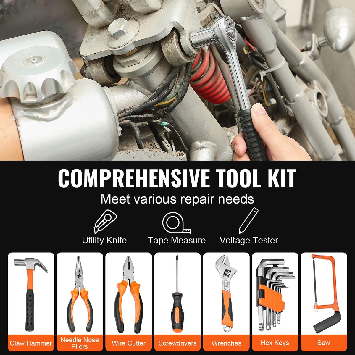 Tool Kit, 216 Piece General Household Hand Tool Set, Home Repairing Tool Kit with Portable Tool Storage Case, High-Quality Steel, for Home Maintenance, DIY Projects, and Automotive Repair