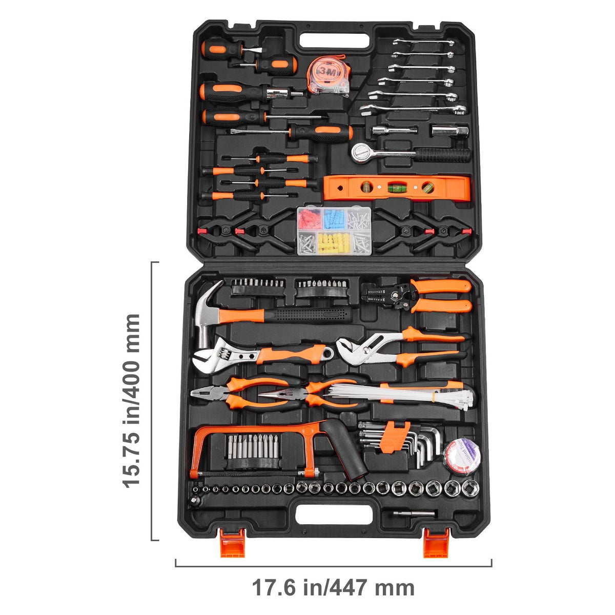 Tool Kit, 216 Piece General Household Hand Tool Set, Home Repairing Tool Kit with Portable Tool Storage Case, High-Quality Steel, for Home Maintenance, DIY Projects, and Automotive Repair