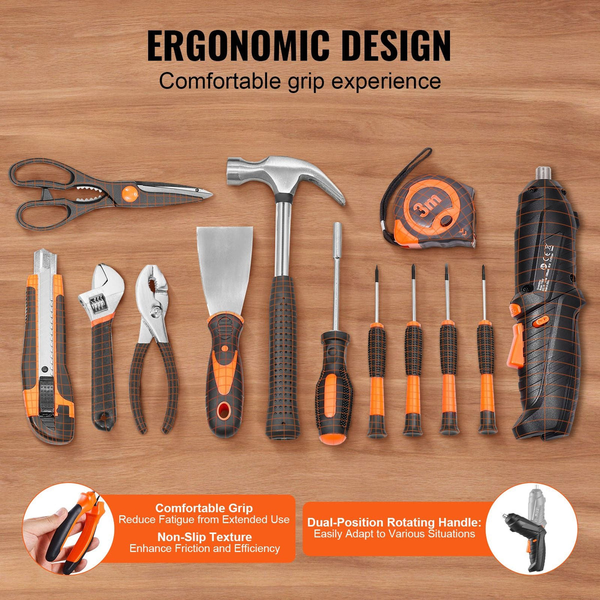 Tool Kit, 96 Piece General Household Hand Tool Set, with Cordless Screwdriver and Portable Tool Storage Case, High-Quality Steel, for Home Maintenance, DIY Projects, and Automotive Repair
