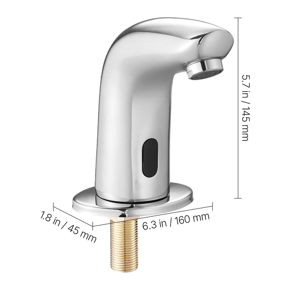 Touchless Bathroom Sink Faucet, Automatic Motion Sensor Restroom Toilet Faucet Cold Water with Hole Cover Plate, Battery Operated for 9/16 in Pipe Commercial Lavatory,Chrome Plated Silver G112M