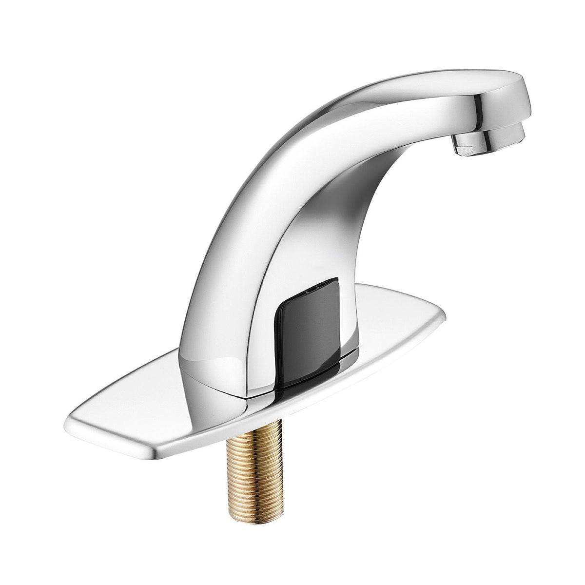Touchless Bathroom Sink Faucet, Automatic Motion Sensor Restroom Toilet Faucet Cold Water with Hole Cover Plate, Battery Operated for 9/16 in Pipe Commercial Lavatory,Chrome Plated Silver,G233M