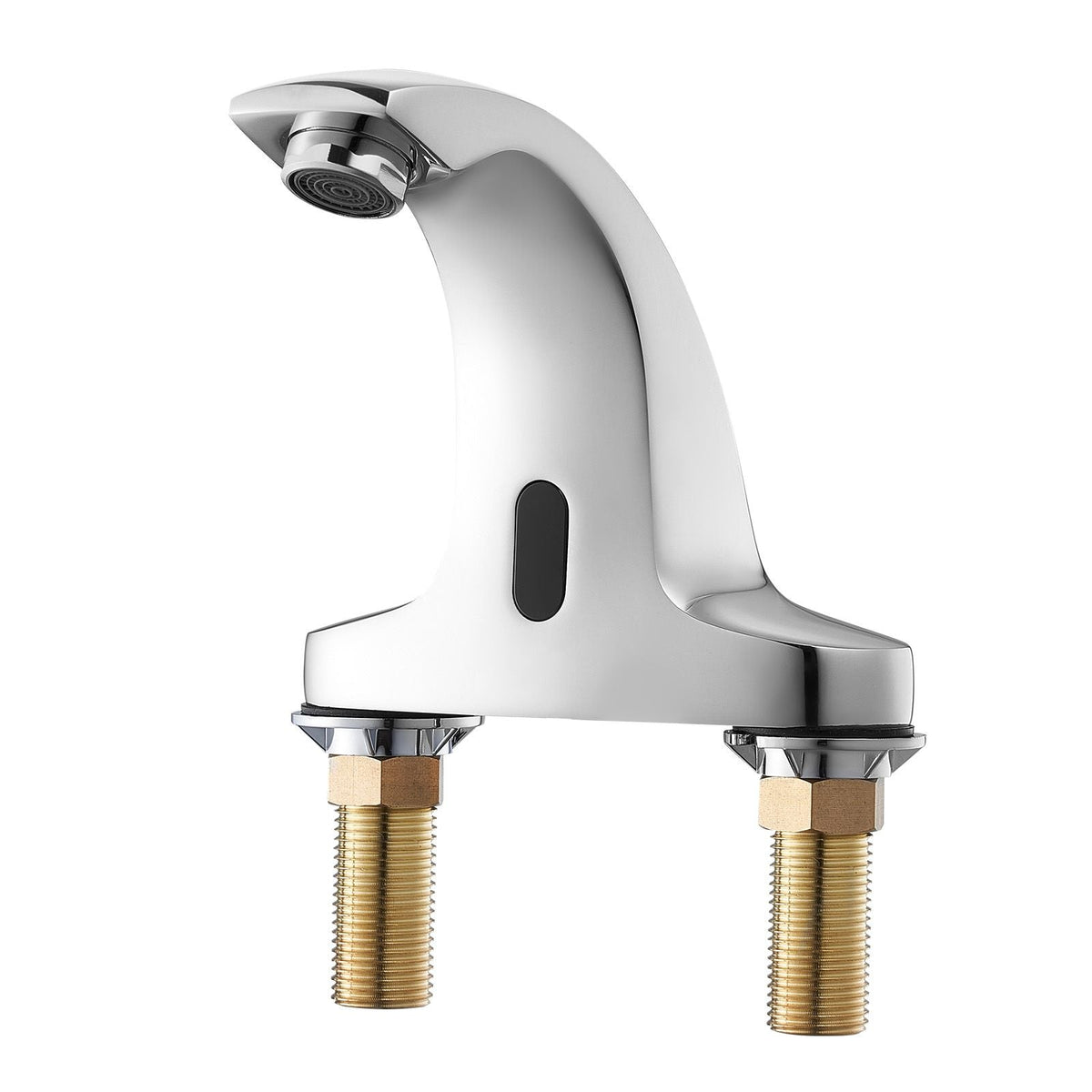 Touchless Bathroom Sink Faucet, Automatic Motion Sensor Restroom Toilet Faucet Cold Water with Hole Cover Plate, Battery Operated for 9/16 in Pipe Commercial Lavatory,Chrome Plated Silver