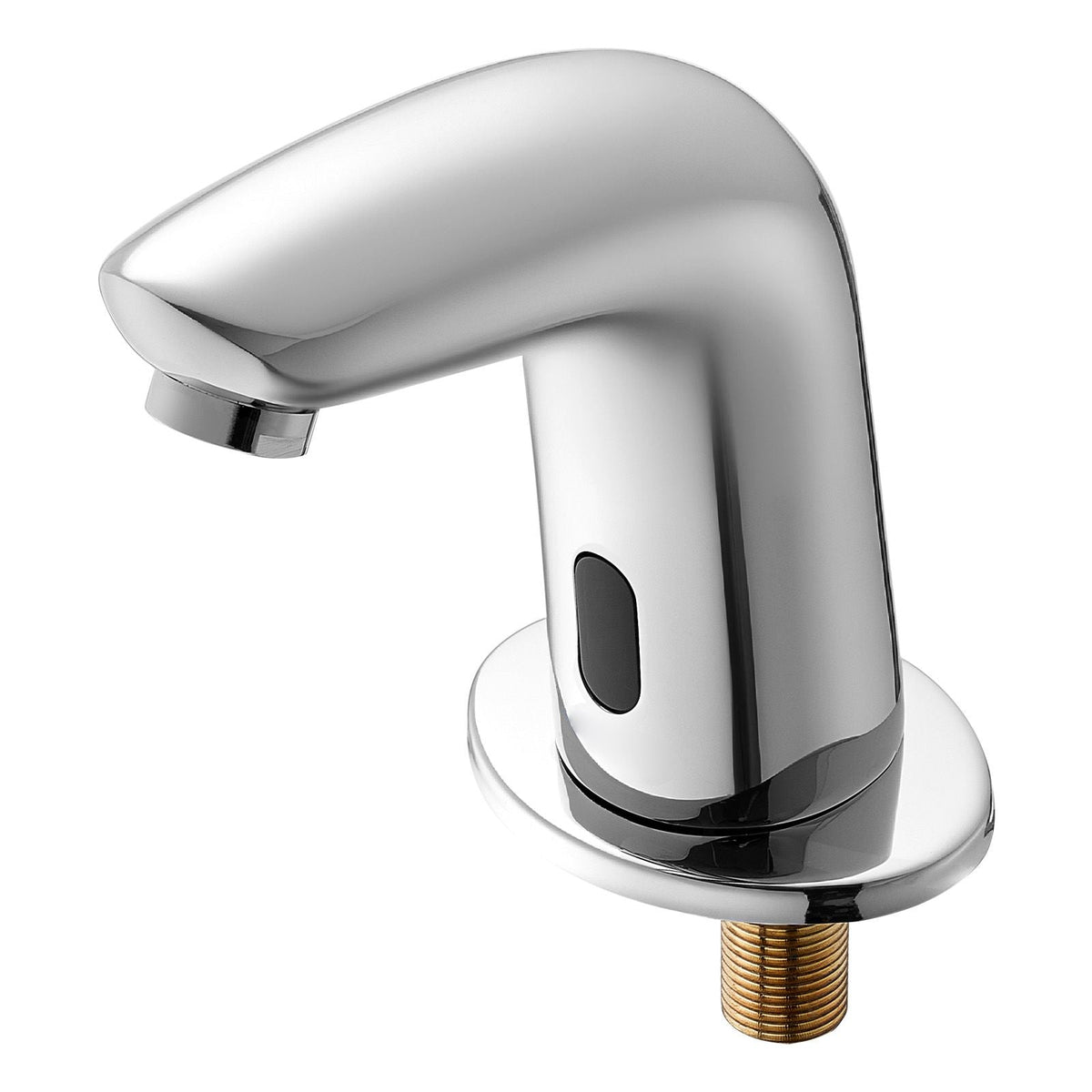 Touchless Bathroom Sink Faucet, Automatic Motion Sensor Restroom Toilet Faucet Cold Water with Hole Cover Plate, Battery Operated for 9/16 in Pipe Commercial Lavatory,Chrome Plated Silver G112M