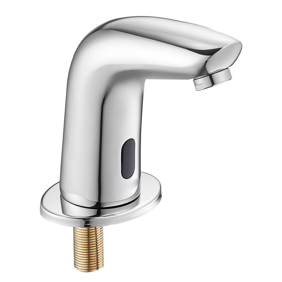 Touchless Bathroom Sink Faucet, Automatic Motion Sensor Restroom Toilet Faucet Cold Water with Hole Cover Plate, Battery Operated for 9/16 in Pipe Commercial Lavatory,Chrome Plated Silver G112M