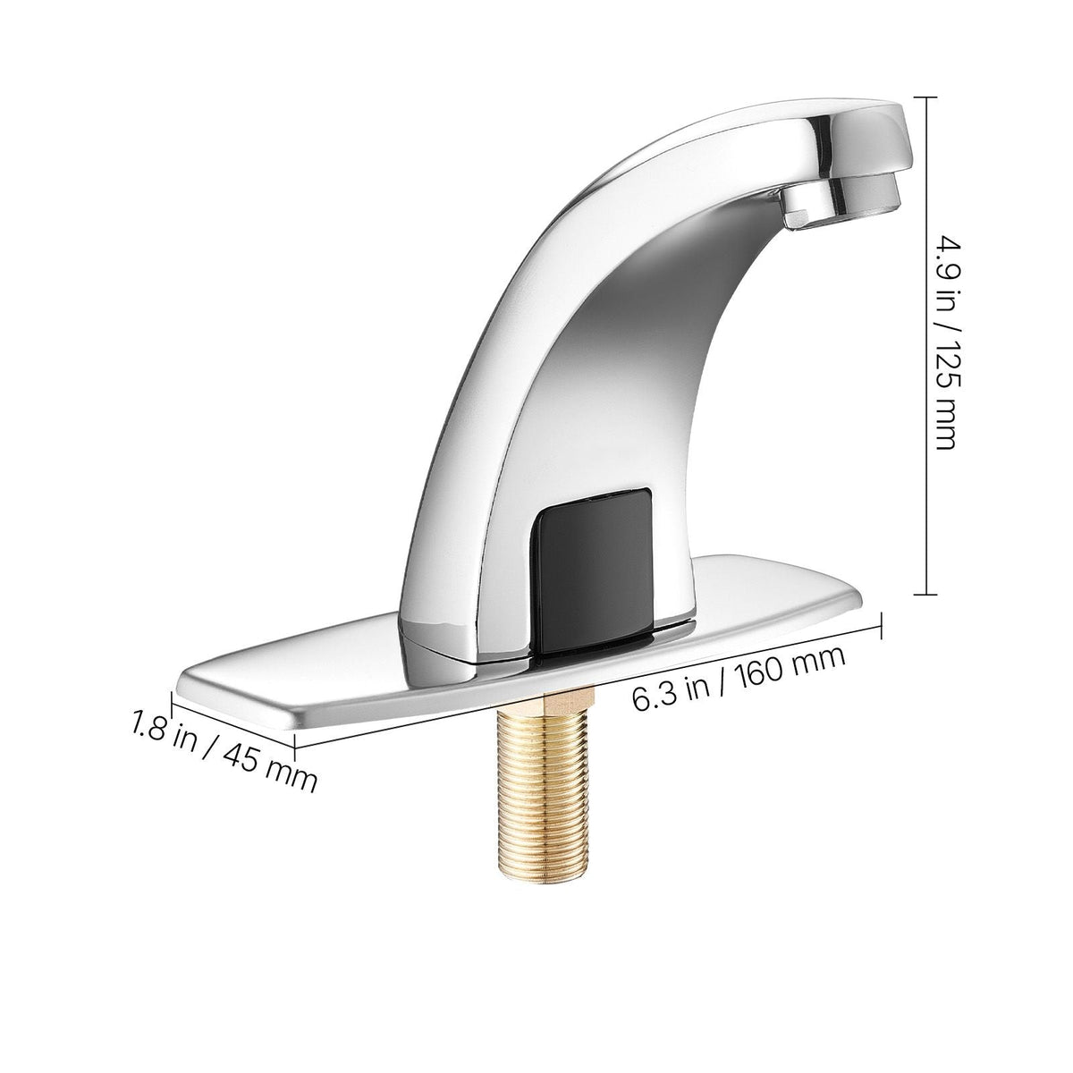 Touchless Bathroom Sink Faucet, Automatic Motion Sensor Restroom Toilet Faucet Cold Water with Hole Cover Plate, Battery Operated for 9/16 in Pipe Commercial Lavatory,Chrome Plated Silver,G233M