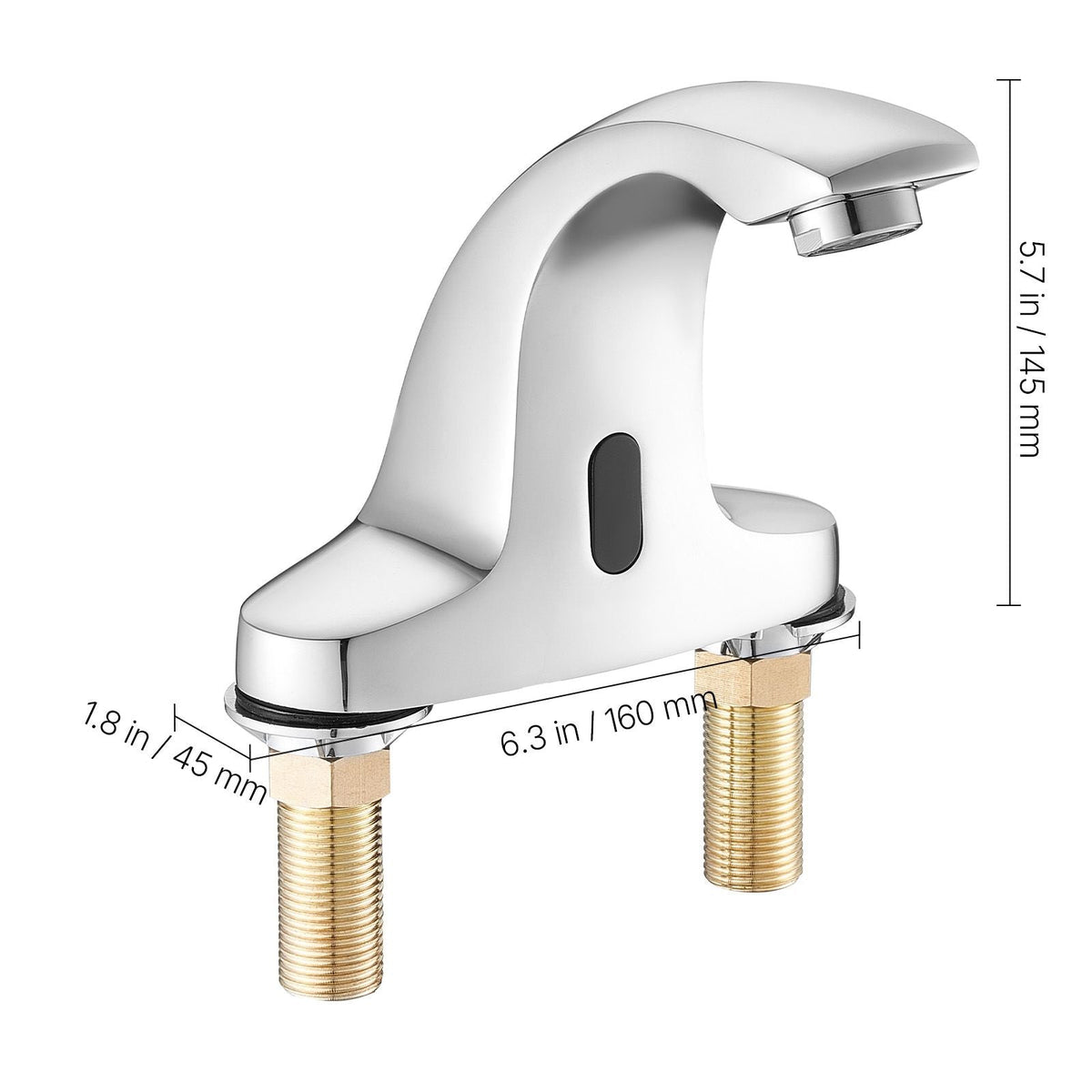 Touchless Bathroom Sink Faucet, Automatic Motion Sensor Restroom Toilet Faucet Cold Water with Hole Cover Plate, Battery Operated for 9/16 in Pipe Commercial Lavatory,Chrome Plated Silver