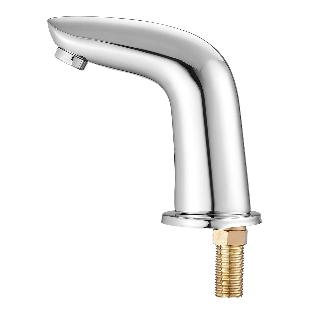 Touchless Bathroom Sink Faucet, Automatic Motion Sensor Restroom Toilet Faucet Cold Water with Hole Cover Plate, Battery Operated for 9/16 in Pipe Commercial Lavatory,Chrome Plated Silver G112M