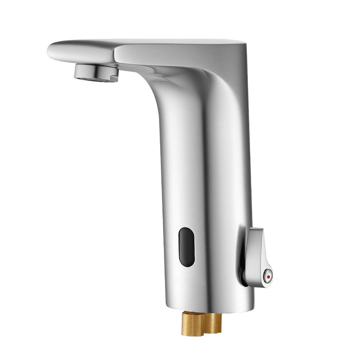 Touchless Bathroom Sink Faucet, Automatic Motion Sensor Restroom Toilet Faucet, HandsFree Adjustable Cold Hot Single Handle Water Mixer Battery Operated for 9/16 in Pipe,Brushed Nickel Silver