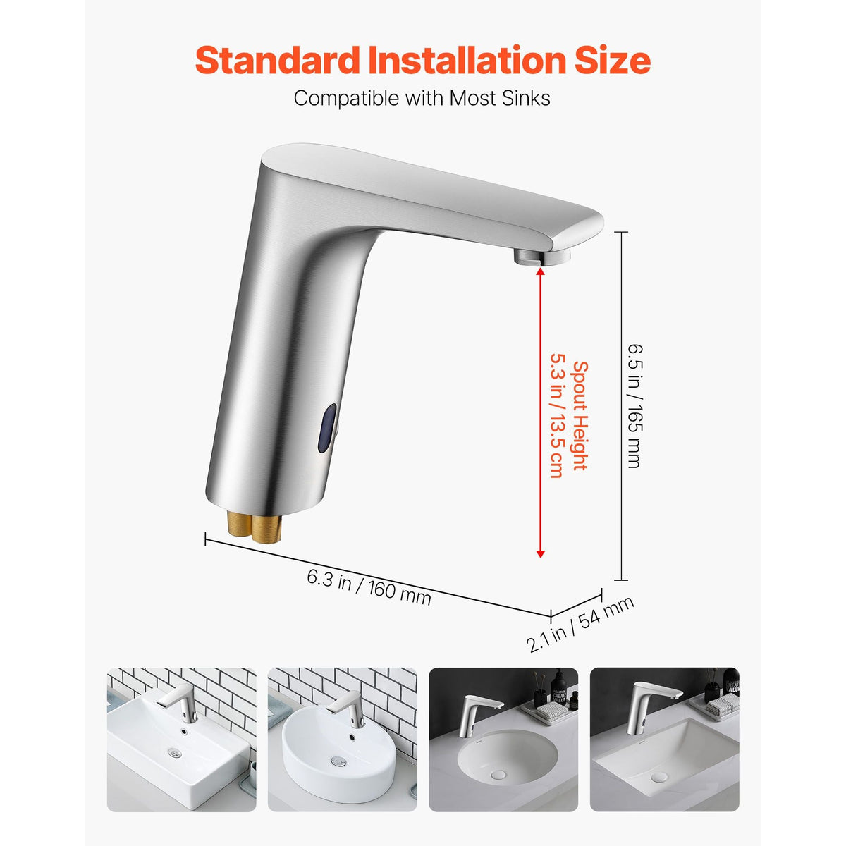 Touchless Bathroom Sink Faucet, Automatic Motion Sensor Restroom Toilet Faucet, HandsFree Adjustable Cold Hot Single Handle Water Mixer Battery Operated for 9/16 in Pipe,Brushed Nickel Silver
