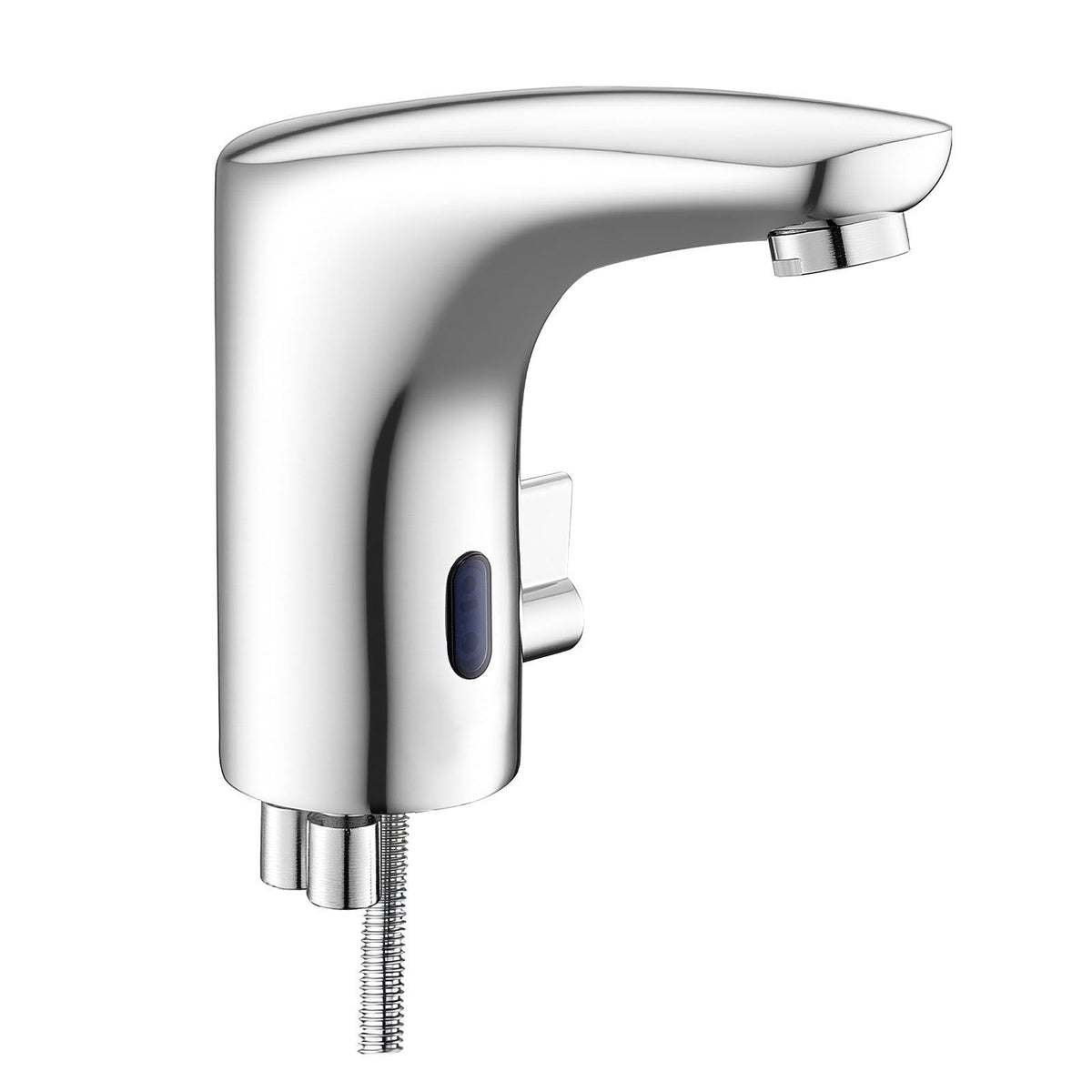 Touchless Bathroom Sink Faucet, Automatic Motion Sensor Restroom Toilet Faucet, HandsFree Adjustable Cold Hot Single Handle Water Mixer Battery Operated for 9/16 in Pipe,Chrome Plated Silver