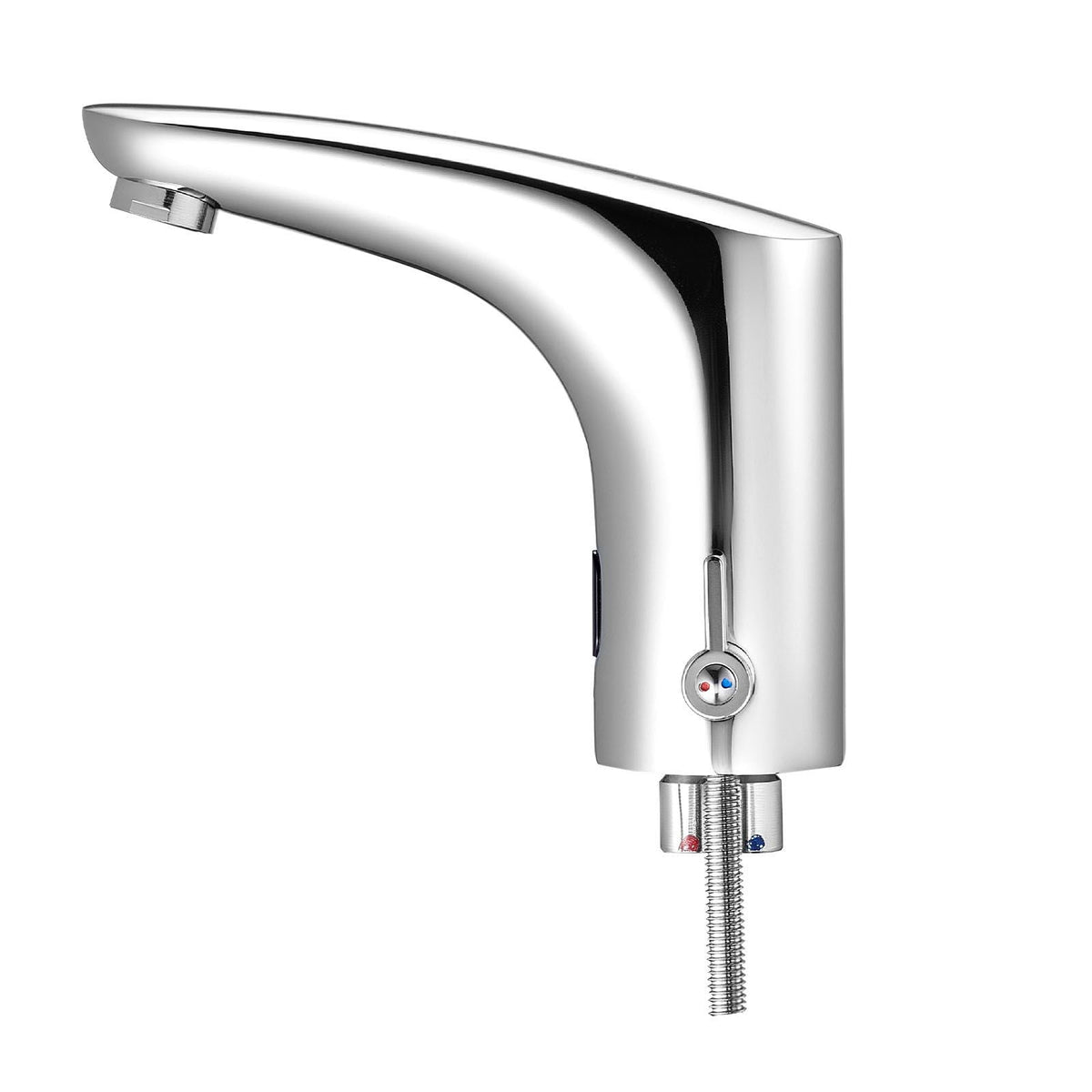 Touchless Bathroom Sink Faucet, Automatic Motion Sensor Restroom Toilet Faucet, HandsFree Adjustable Cold Hot Single Handle Water Mixer Battery Operated for 9/16 in Pipe,Chrome Plated Silver