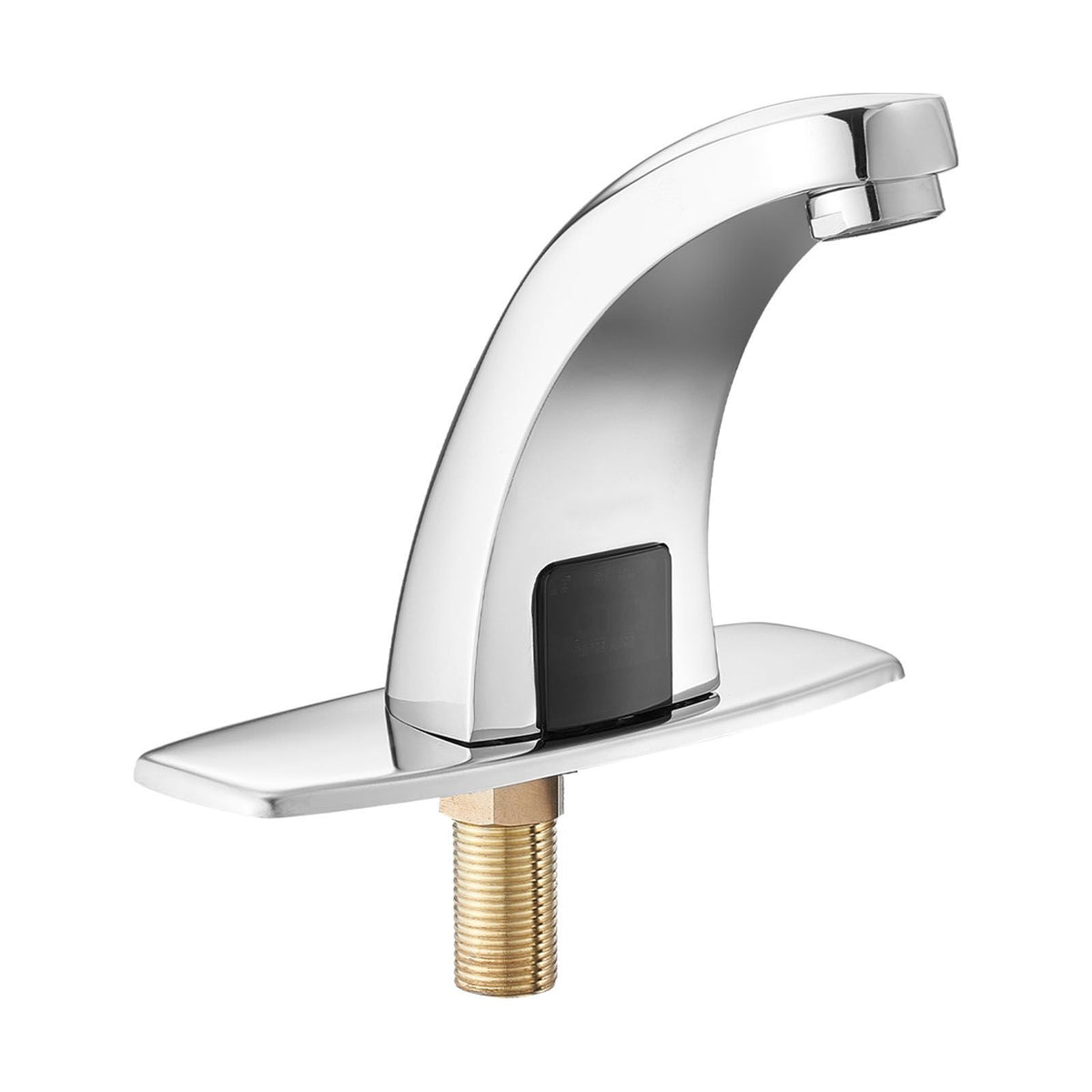 Touchless Bathroom Sink Faucet, Automatic Motion Sensor Restroom Toilet Faucet with Hole Cover Plate, Battery Operated,Hot/Cold Water for 9/16 in Pipe Commercial Lavatory,Chrome Plated Silver