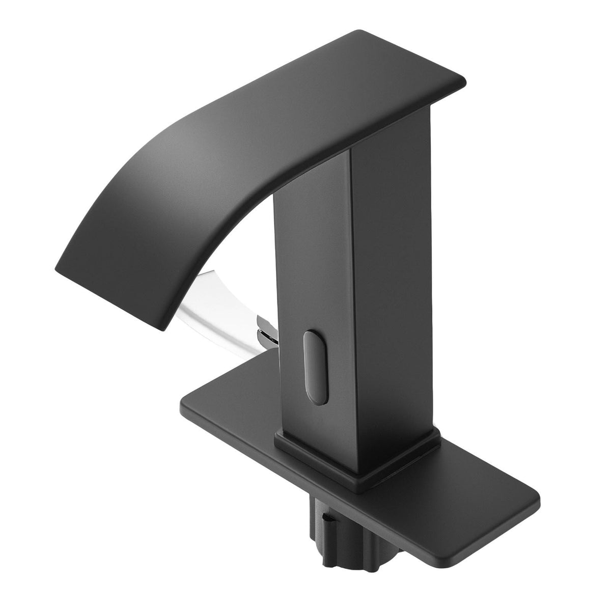 Touchless Bathroom Sink Faucet, Automatic Motion Sensor Waterfall Restroom Toilet Faucet with Hole Cover Plate, Battery Operated,Hot/Cold Water for 9/16 in Pipe Commercial Lavatory,Matte Black