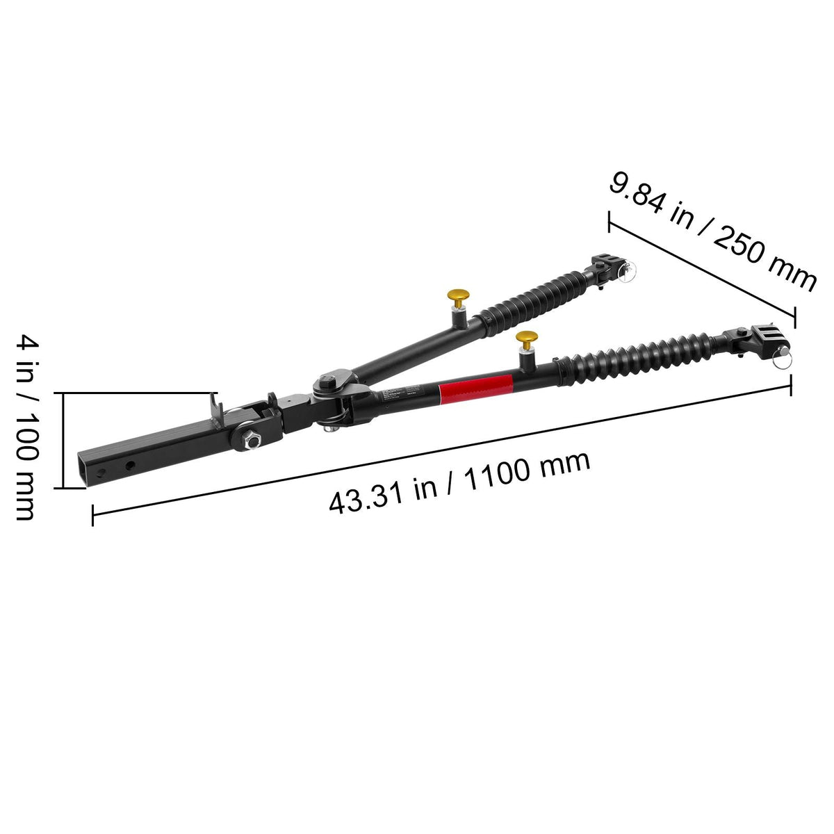 Tow Bar, 10000 lbs Towing Capacity with Ropes, Powder-Coating Alloy Steel Bumper-Mounted Universal Towing Bar with Max 52 inches Telescopic Rod, Fits 2-inch Connector, for RV Car Trailer Truck