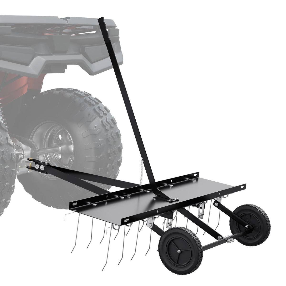 Tow Behind Dethatcher, 40-inch Tow Dethatcher with 20 Spring Steel Tines, Lawn Dethatcher Rake for ATV or Mower, Tow Behind Lawn Rake with Lift Handle for Garden Farm Grass