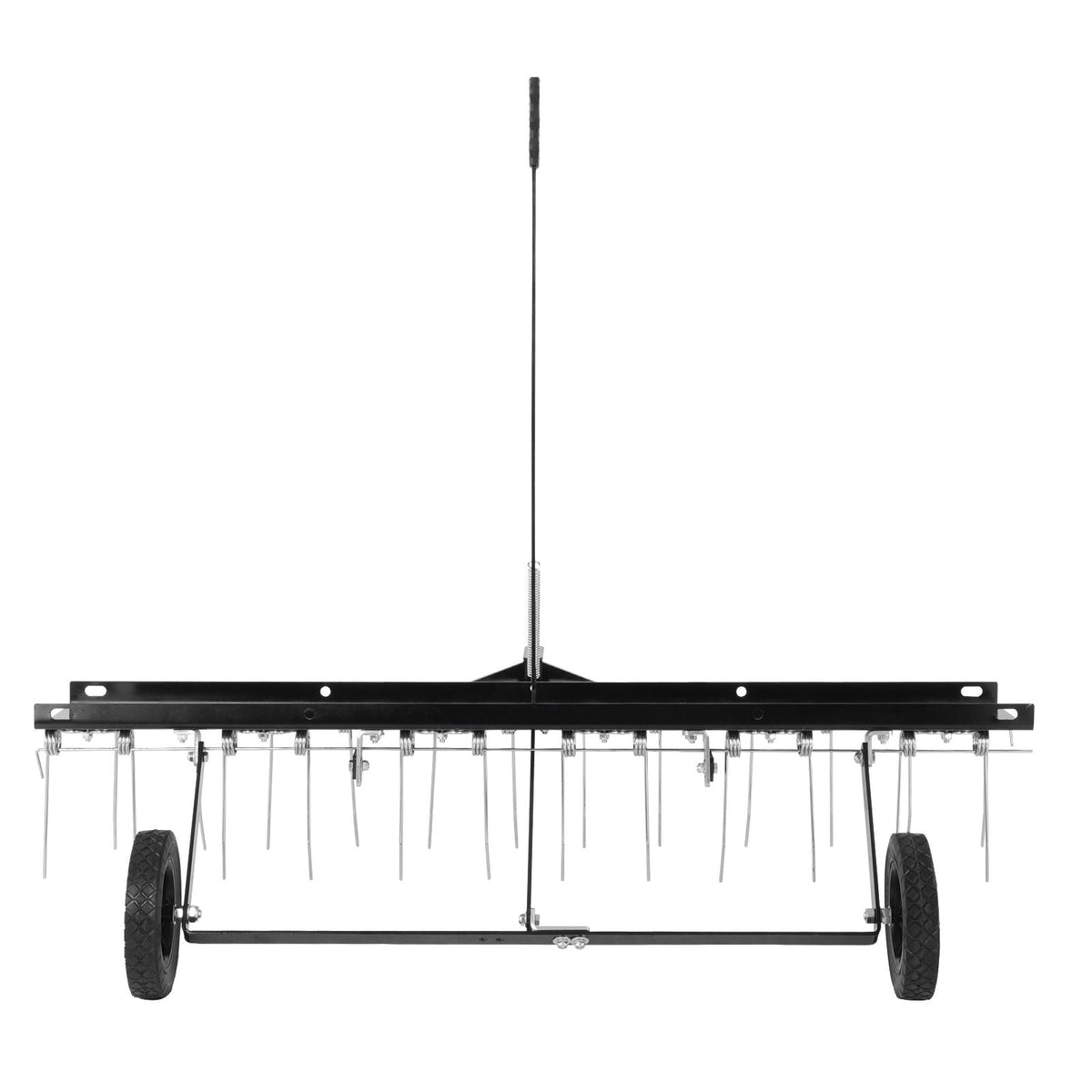 Tow Behind Dethatcher, 48-inch Tow Dethatcher with 24 Spring Steel Tines, Lawn Dethatcher Rake for ATV or Mower, Tow Behind Lawn Rake with Lift Handle for Garden Farm Grass