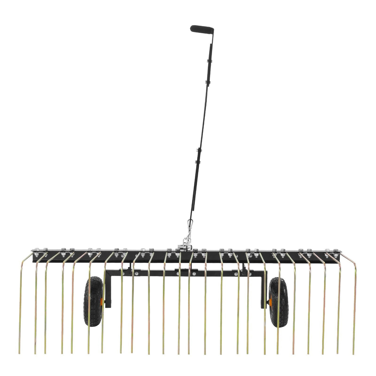 Tow Behind Dethatcher, 60-inch Tow Dethatcher with 24 Steel Tines, Lawn Dethatcher Rake for ATV or Mower, Tow Behind Lawn Rake with Lift Handle for Leaves, Pine Needles, and Grass