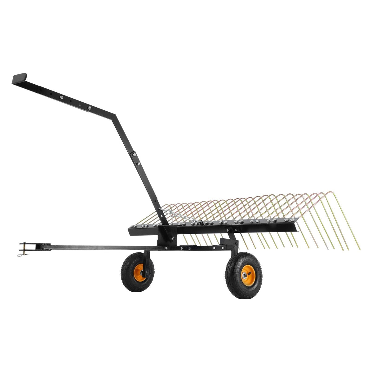Tow Behind Dethatcher, 60-inch Tow Dethatcher with 24 Steel Tines, Lawn Dethatcher Rake for ATV or Mower, Tow Behind Lawn Rake with Lift Handle for Leaves, Pine Needles, and Grass