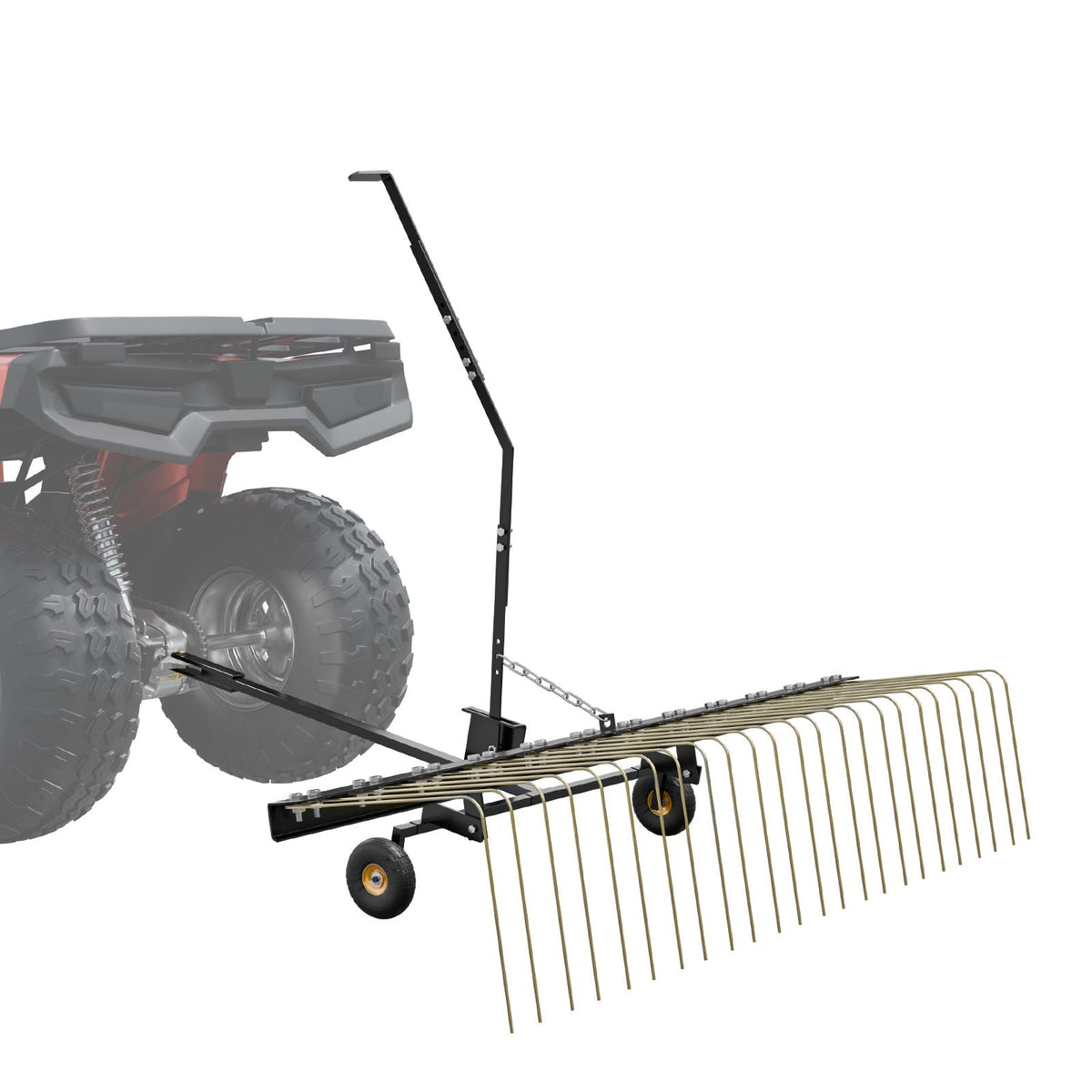 Tow Behind Dethatcher, 60-inch Tow Dethatcher with 24 Steel Tines, Lawn Dethatcher Rake for ATV or Mower, Tow Behind Lawn Rake with Lift Handle for Leaves, Pine Needles, and Grass