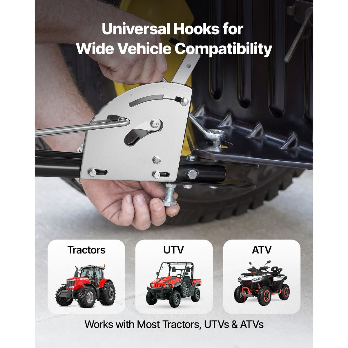 Tow Behind Lawn Spreader with Aeration Spikes, 32 in Spreading Width, Broadcast Spreader with Universal Hitch, Garden Seeder & Soil Aerator with 100lbs Capacity & 10 in Tires for ATVs UTVs