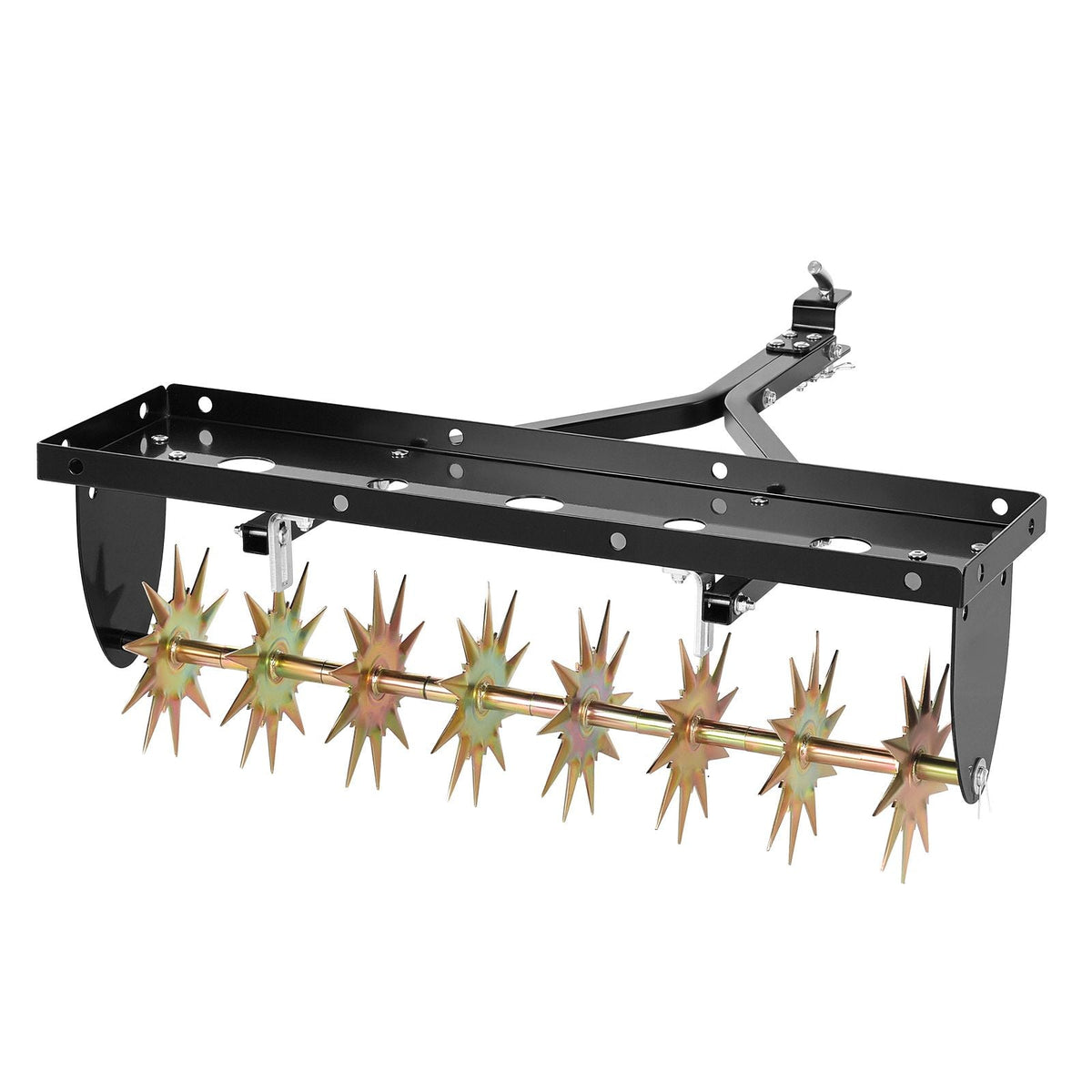 Tow Behind Plug Aerator, 32 in Lawn Spike Aerator with Universal Hitch, Heavy Duty & Rust-Resistant, Pull Behind Spike Aerator Tool with Folded Edge Tray, for Farmland & Garden Tractors
