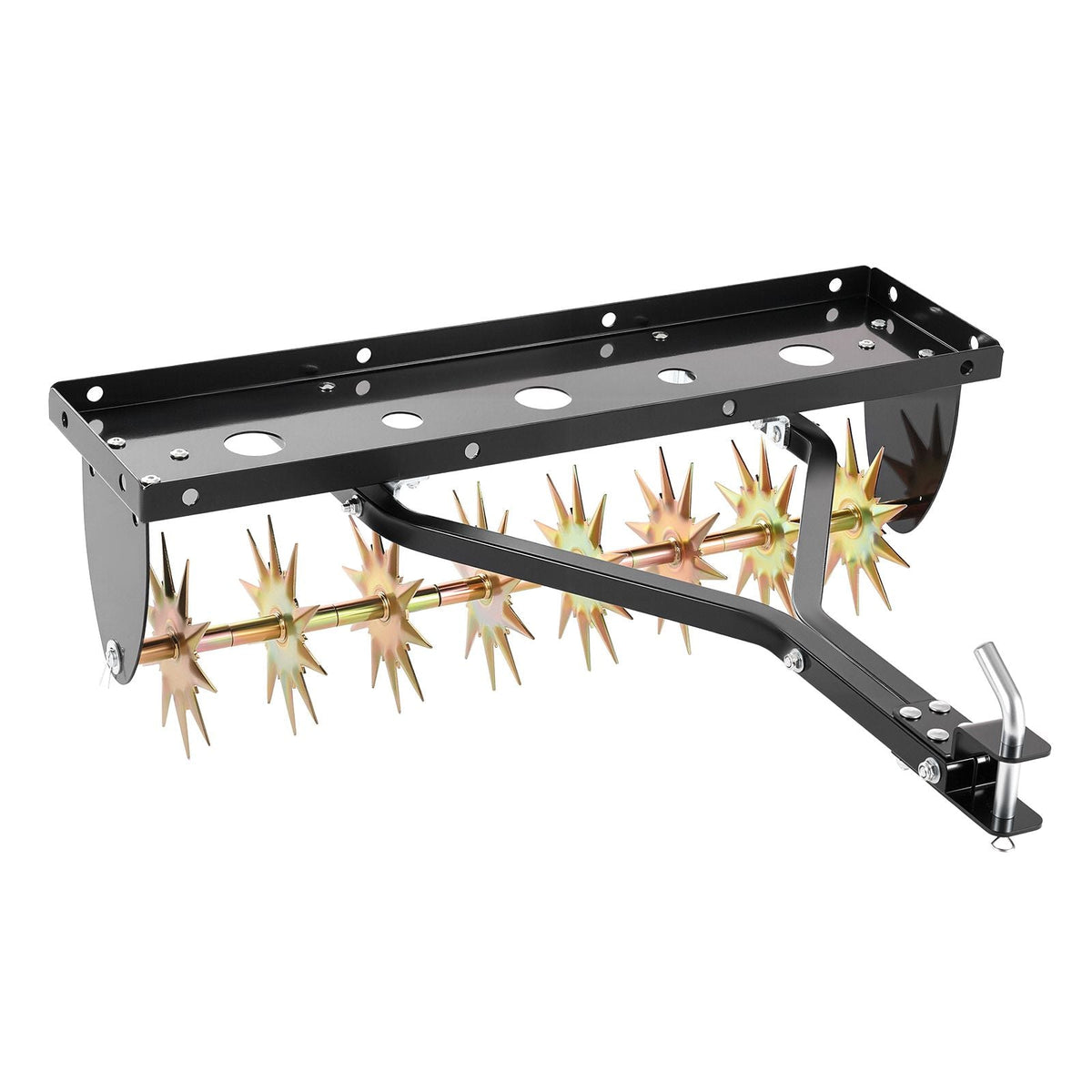 Tow Behind Plug Aerator, 32 in Lawn Spike Aerator with Universal Hitch, Heavy Duty & Rust-Resistant, Pull Behind Spike Aerator Tool with Folded Edge Tray, for Farmland & Garden Tractors