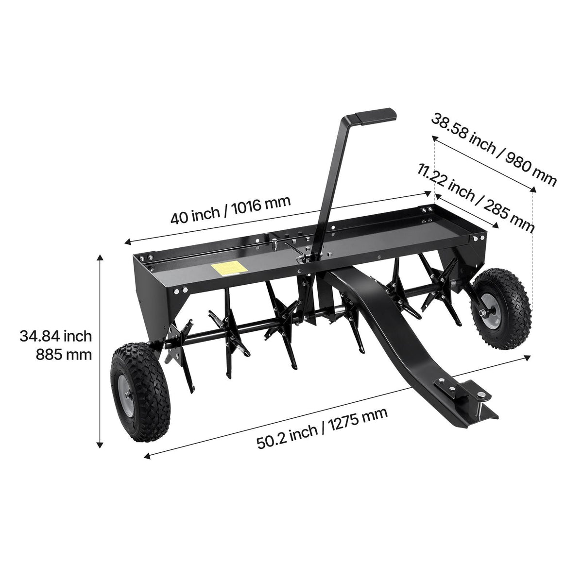 Tow Behind Plug Aerator, 40-Inch Tow Behind Lawn Plug Aerator with Universal Hitch, Pull Behind Aerator with Iron Spikes Alternately Arranged, Lawn Aerator Tow Behind for Gardens, Lawns, Farms