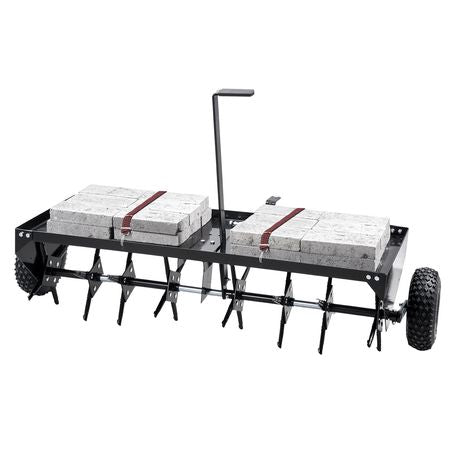 Tow Behind Plug Aerator, 48-Inch Tow Behind Lawn Plug Aerator with Universal Hitch, Pull Behind Aerator with Iron Spikes Alternately Arranged, Lawn Aerator Tow Behind for Gardens, Lawns, Farms
