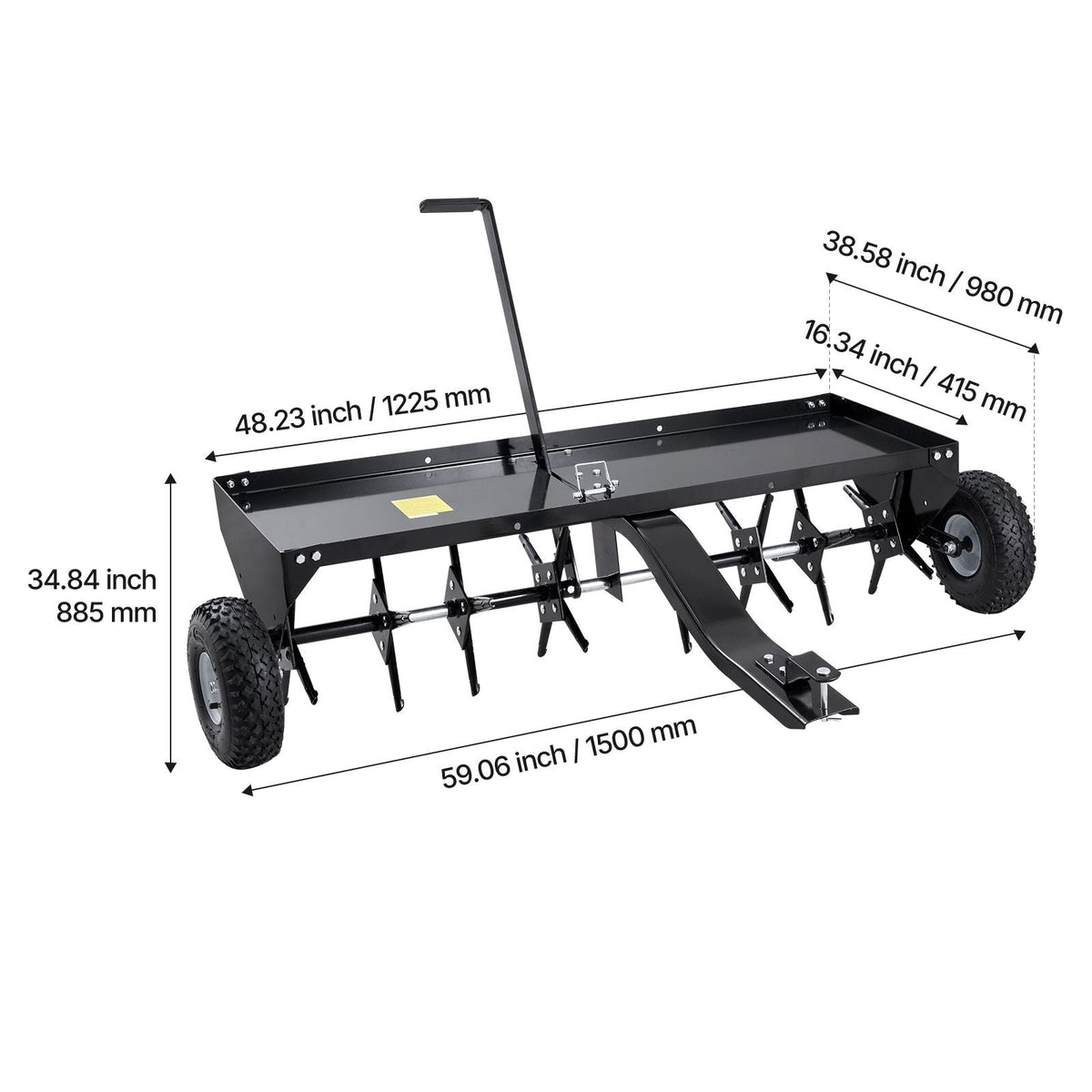 Tow Behind Plug Aerator, 48-Inch Tow Behind Lawn Plug Aerator with Universal Hitch, Pull Behind Aerator with Iron Spikes Alternately Arranged, Lawn Aerator Tow Behind for Gardens, Lawns, Farms