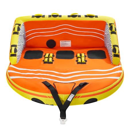 Towable Tube for Boating, 1-3 Riders Inflatable Boat Tubes and Towables, 510lbs Water Sport Towable Tube for Boat to Pull - with Full Nylon Cover, 16 Grab Handles, Dual Tow Points & Safety Valve