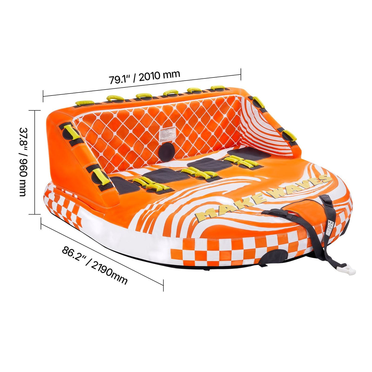 Towable Tube for Boating, 1-4 Riders Inflatable Boat Tubes and Towables, 680lbs Water Sport Towable Tube for Boat to Pull - with Full Nylon Cover, 22 Grab Handles, Dual Tow Points & Safety Valve