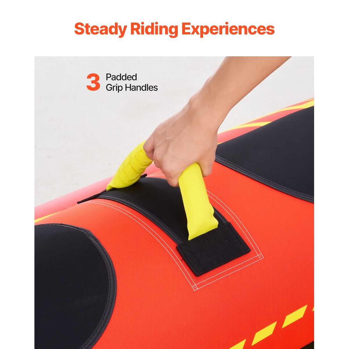 Towable Tubes for Boating, 1-3 Riders Inflatable Boat Tubes and Towables, 510lbs Capacity Hot Dog Water Sport Tube for Boat to Pull - with Full Nylon Cover, Padded Handles & Speed Safety Valve
