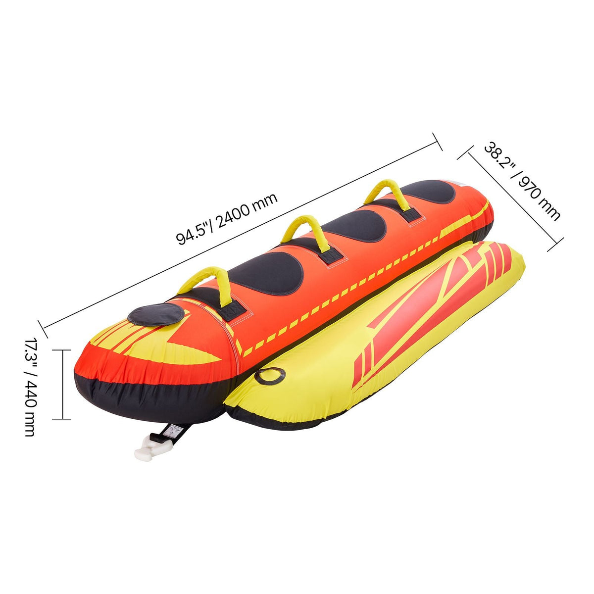 Towable Tubes for Boating, 1-3 Riders Inflatable Boat Tubes and Towables, 510lbs Capacity Hot Dog Water Sport Tube for Boat to Pull - with Full Nylon Cover, Padded Handles & Speed Safety Valve