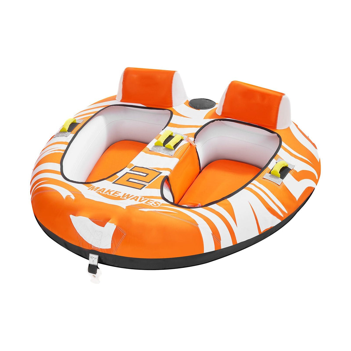 Towable Tubes for Boating 2 Person, Inflatable Boat Tubes and Towables with 2 Cockpits, 340lbs Water Sport Tubes for Boat to Pull - with 840D Full Nylon Cover, Padded Grab Handles & Safety Valve