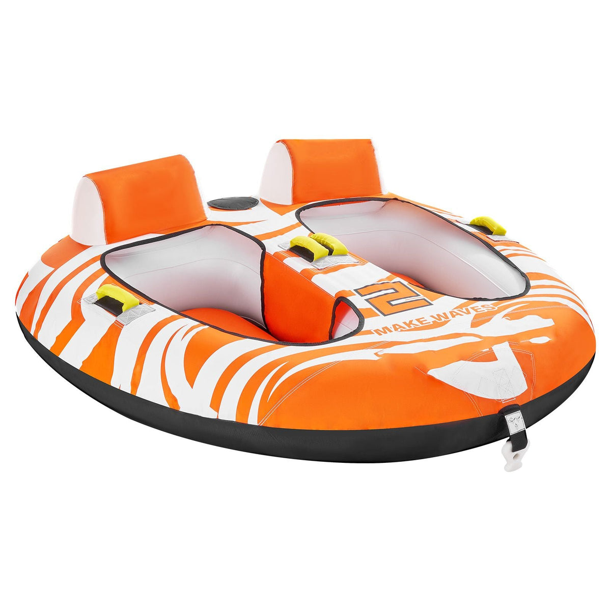 Towable Tubes for Boating 2 Person, Inflatable Boat Tubes and Towables with 2 Cockpits, 340lbs Water Sport Tubes for Boat to Pull - with 840D Full Nylon Cover, Padded Grab Handles & Safety Valve