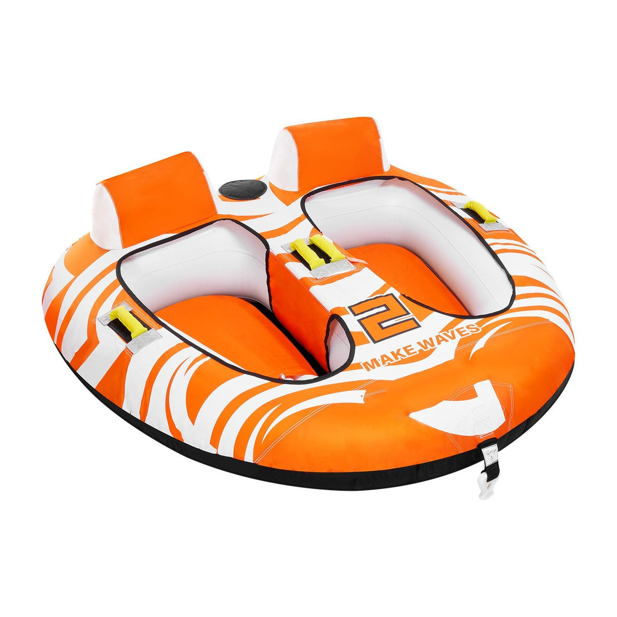 Towable Tubes for Boating 2 Person, Inflatable Boat Tubes and Towables with 2 Cockpits, 340lbs Water Sport Tubes for Boat to Pull - with 840D Full Nylon Cover, Padded Grab Handles & Safety Valve