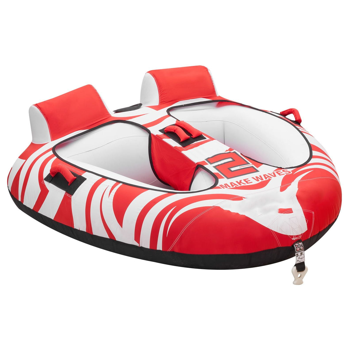 Towable Tubes for Boating, 2-Rider Inflatable Boat Tubes and Towables, 340 lbs Capacity Water Sport Tubes for Boat to Pull - with 2 Cockpits, Full Nylon Cover, Padded Grab Handles & Safety Valve