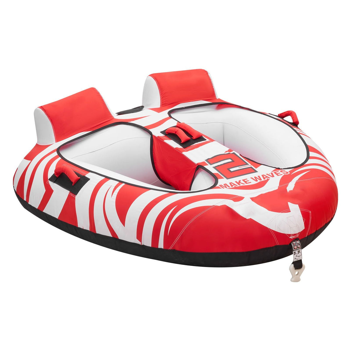 Towable Tubes for Boating, 2-Rider Inflatable Boat Tubes and Towables, 340 lbs Capacity Water Sport Tubes for Boat to Pull - with 2 Cockpits, Full Nylon Cover, Padded Grab Handles & Safety Valve