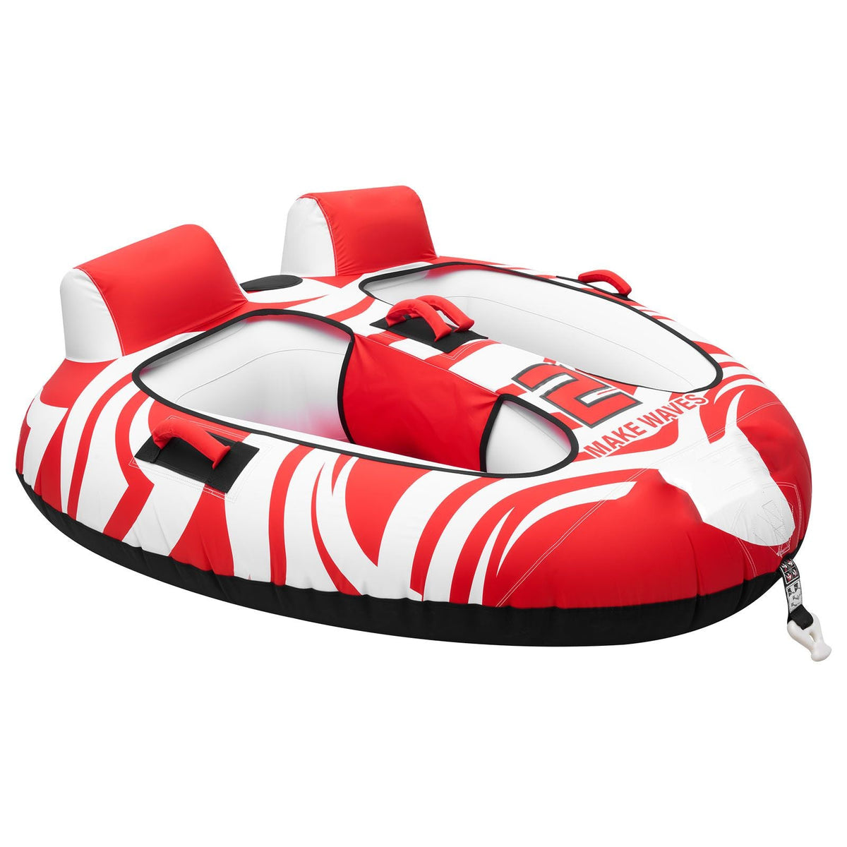 Towable Tubes for Boating, 2-Rider Inflatable Boat Tubes and Towables, 340 lbs Capacity Water Sport Tubes for Boat to Pull - with 2 Cockpits, Full Nylon Cover, Padded Grab Handles & Safety Valve