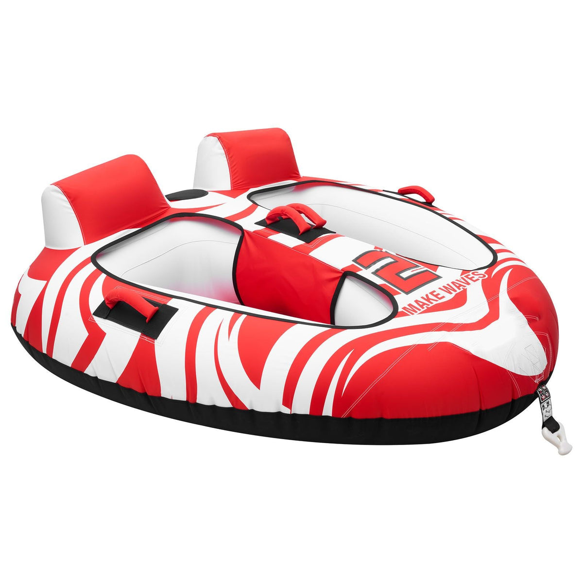 Towable Tubes for Boating, 2-Rider Inflatable Boat Tubes and Towables, 340 lbs Capacity Water Sport Tubes for Boat to Pull - with 2 Cockpits, Full Nylon Cover, Padded Grab Handles & Safety Valve
