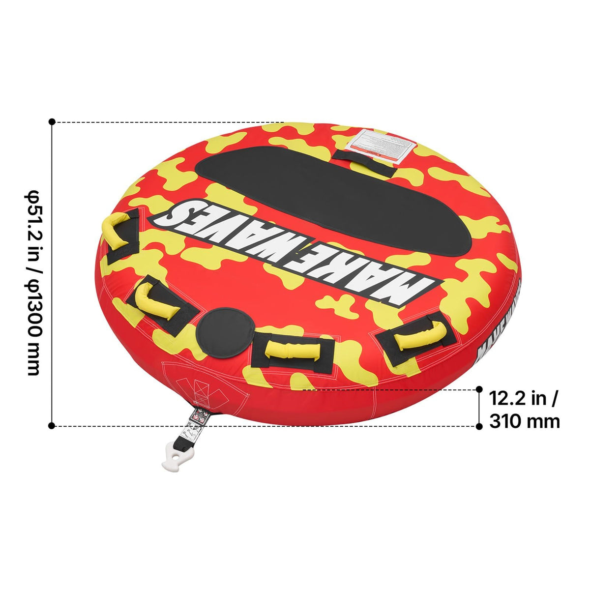 Towable Tubes for Boating, 2-Rider Inflatable Boat Tubes and Towables, 340lbs Capacity Water Sport Tube for Boat to Pull - with Anti-Slip Pad, Full Nylon Cover, Padded Handles & Safety Valve