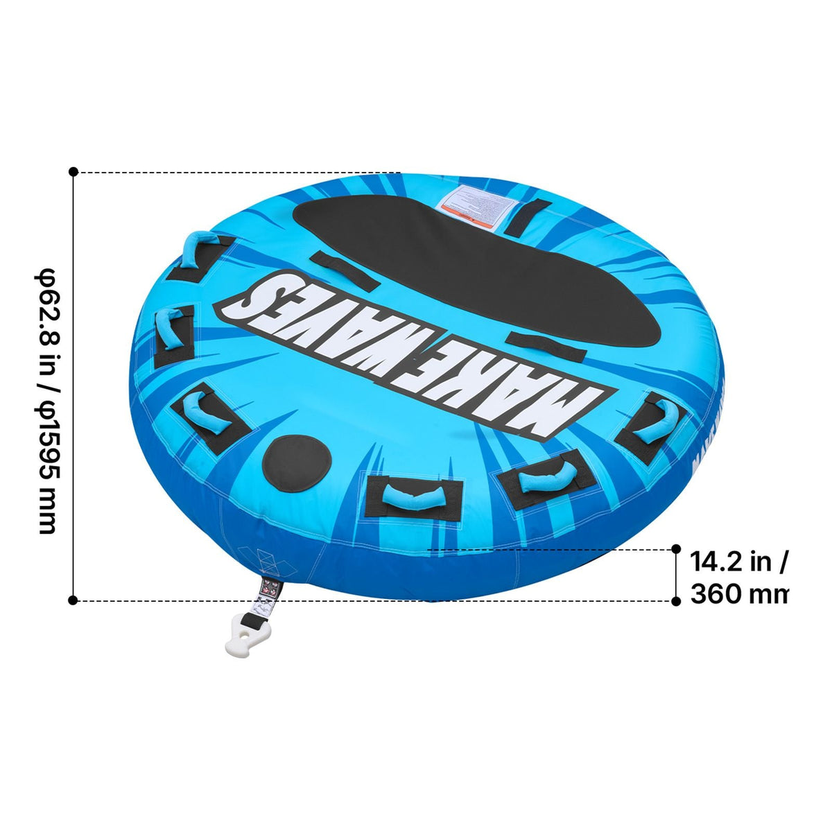 Towable Tubes for Boating, 3-Rider Inflatable Boat Tubes and Towables, 510lbs Capacity Water Sport Tube for Boat to Pull - with Anti-Slip Pad, Full Nylon Cover, Padded Handles & Safety Valve