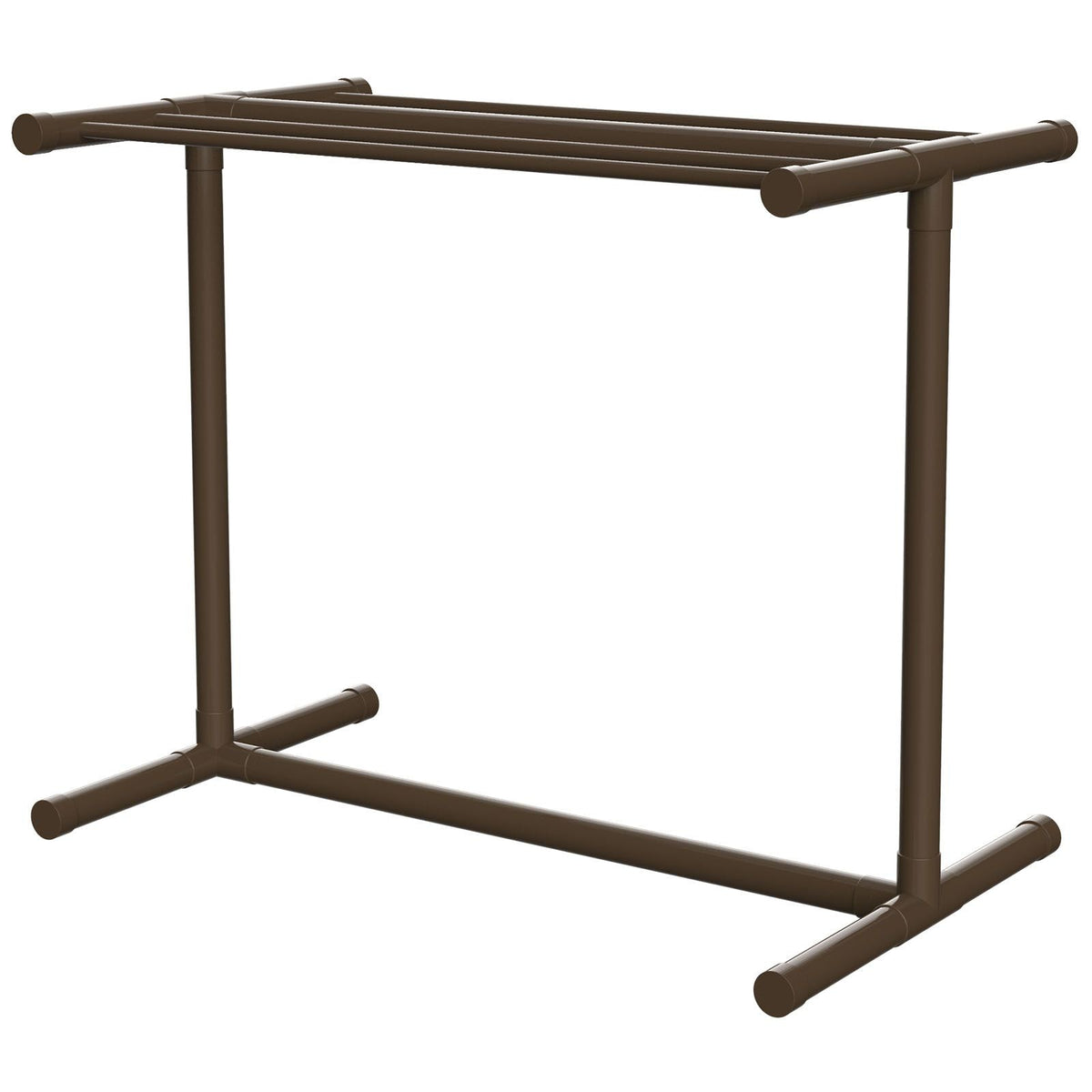 Towel Rack, 5 Bars Outdoor PVC Towel Holder, Floor Standing Pool Towel Hanger Stand with Clips, Bag & Hook, Outdoor Indoor Quilt Drying Rack Organizer, Ideal for Poolside, Bathroom, Spa, Brown