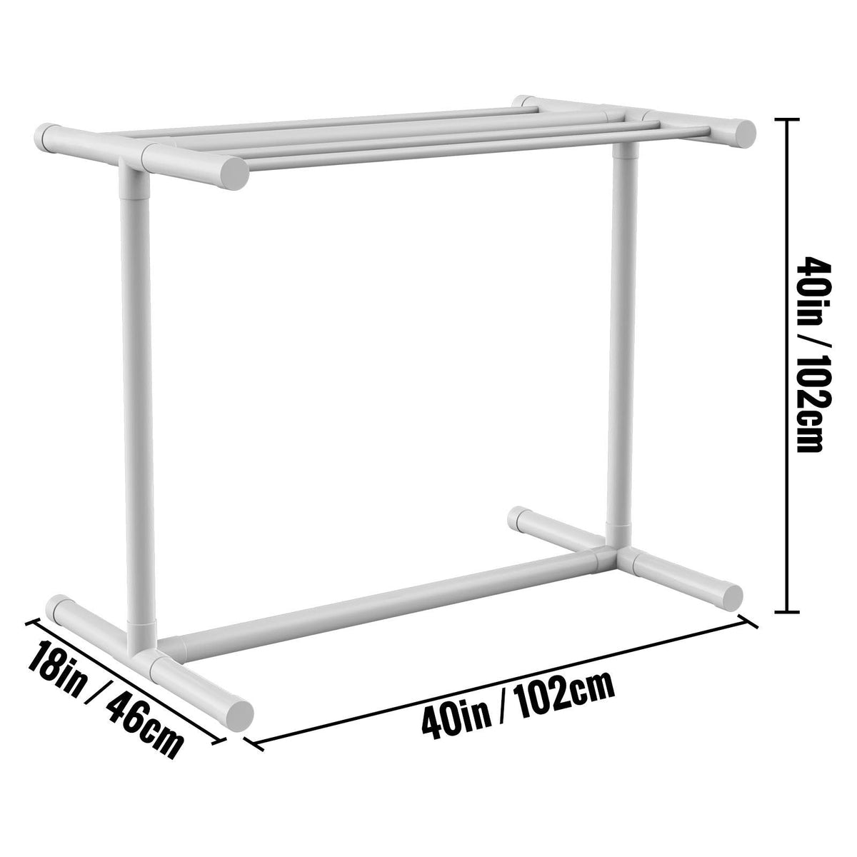 Towel Rack, 5 Bars Outdoor PVC Towel Holder, Floor Standing Pool Towel Hanger Stand with Clips, Bag & Hook, Outdoor Indoor Quilt Drying Rack Organizer, Ideal for Poolside, Bathroom, Spa, White
