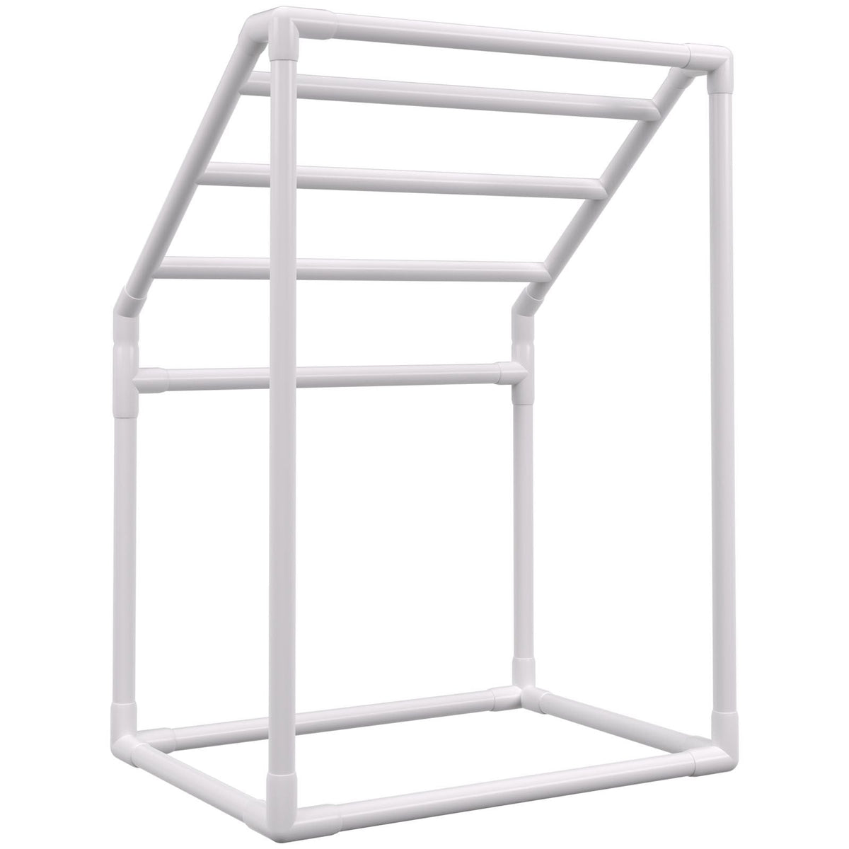Towel Rack, 5 Bars Outdoor PVC Towel Holder, Freestanding Pool Towel Hanger Stand with Clips, Bag & Hook, Outdoor Indoor Quilt Drying Rack Organizer, Ideal for Poolside, Bathroom, Spa, White
