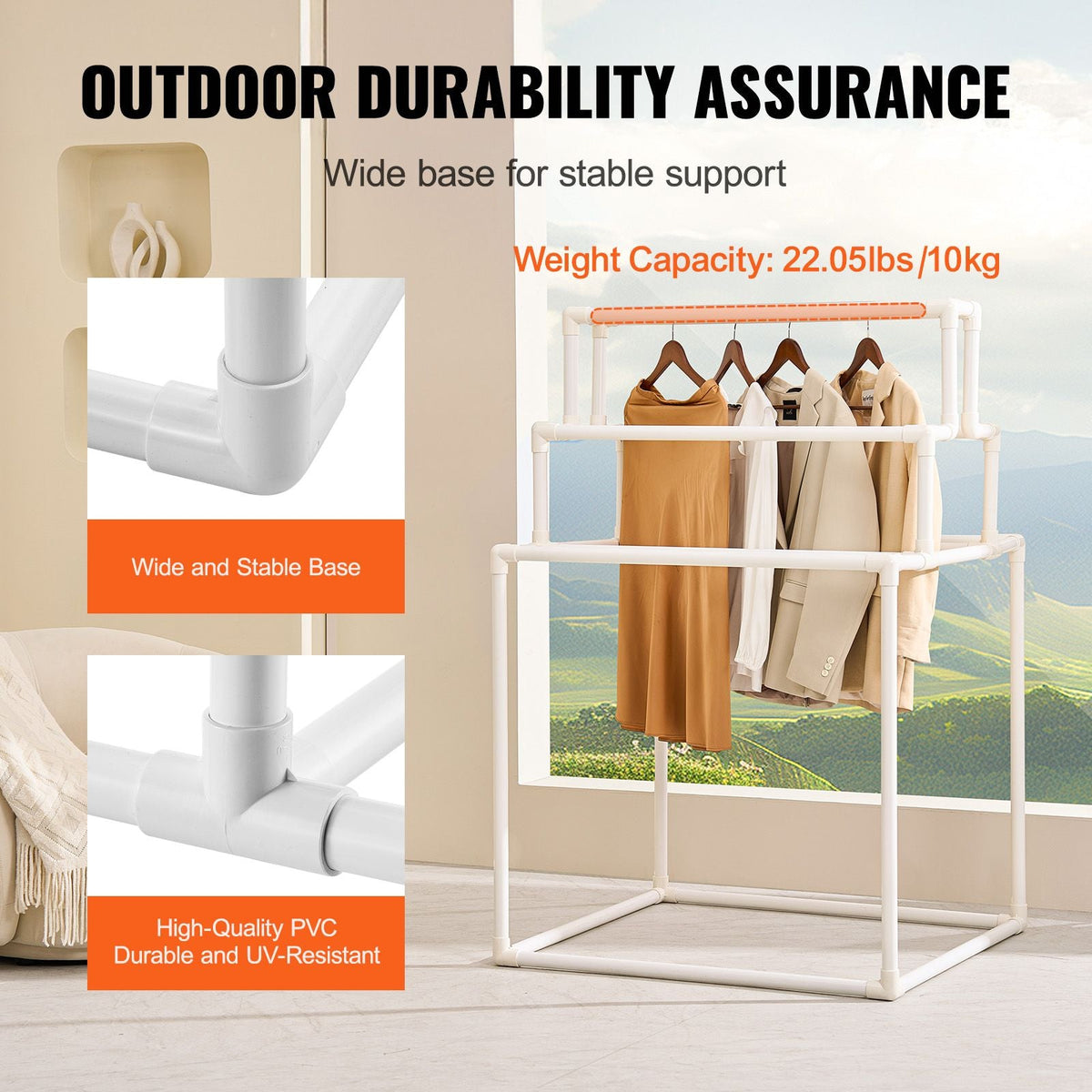 Towel Rack, 8 Bars Outdoor PVC Towel Holder, Freestanding Pool Towel Hanger Stand Next to Hot Tub, Outdoor Indoor Quilt Drying Rack Organizer, Ideal for Poolside, Bathroom, Spa, White